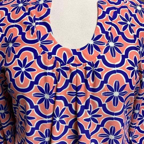 Aryeh Peach & Purple U Beck Long Sleeve Dress Size Small NEW - Picture 3 of 7